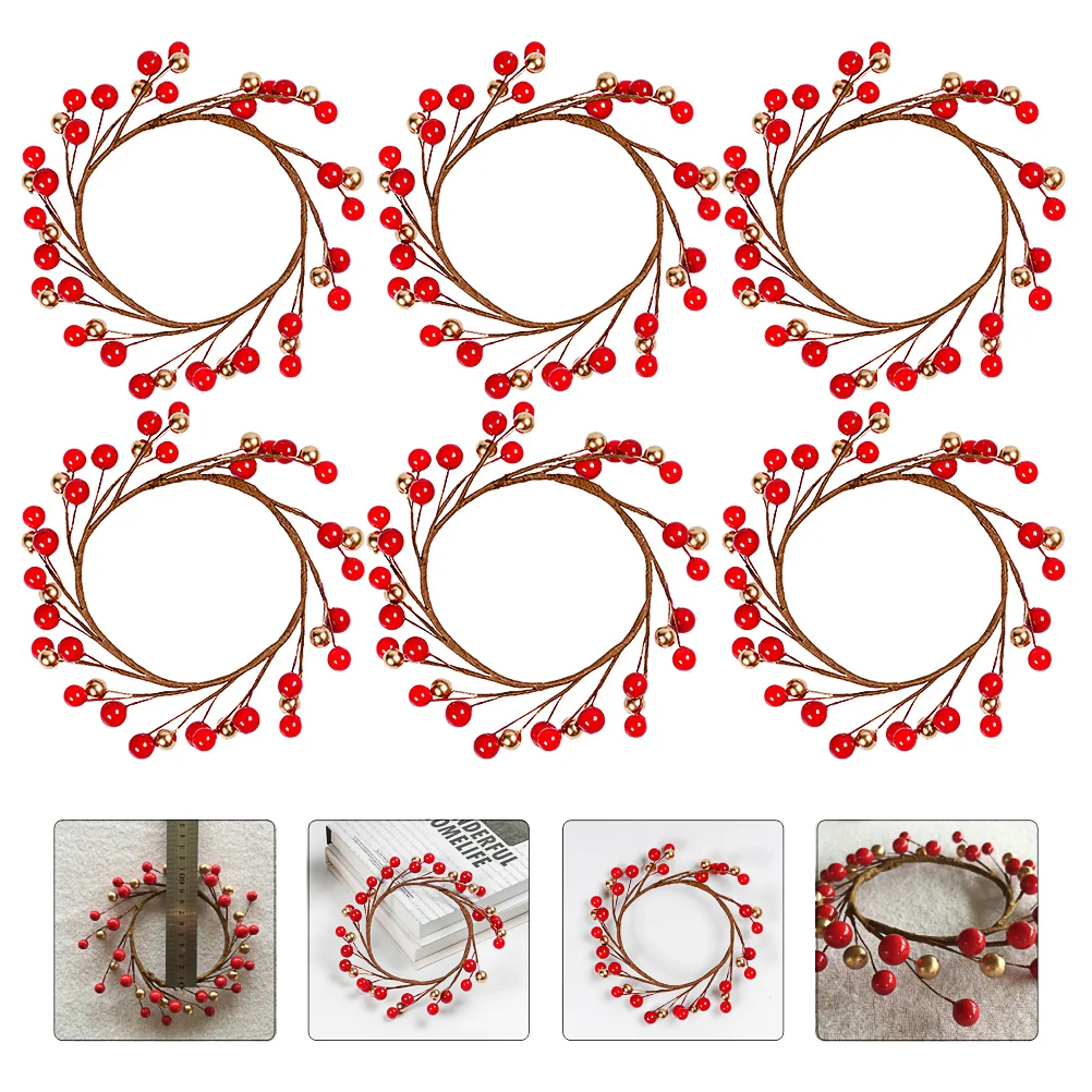 

6 Holiday Rings Christmas Garland Advent Holder Berry Rings Christmas Table Centerpiece
