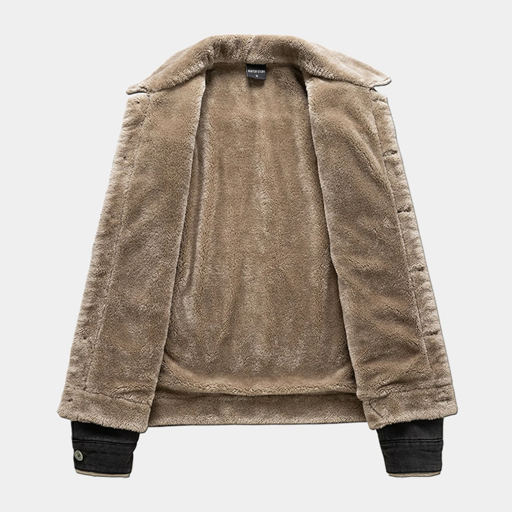 ERIDANUS 2022 Hot Sale Men Hickened Denim Winter Jacket Fashion Casual Stand-up Collar Solid Color Men's Cotton Clothing MWM157