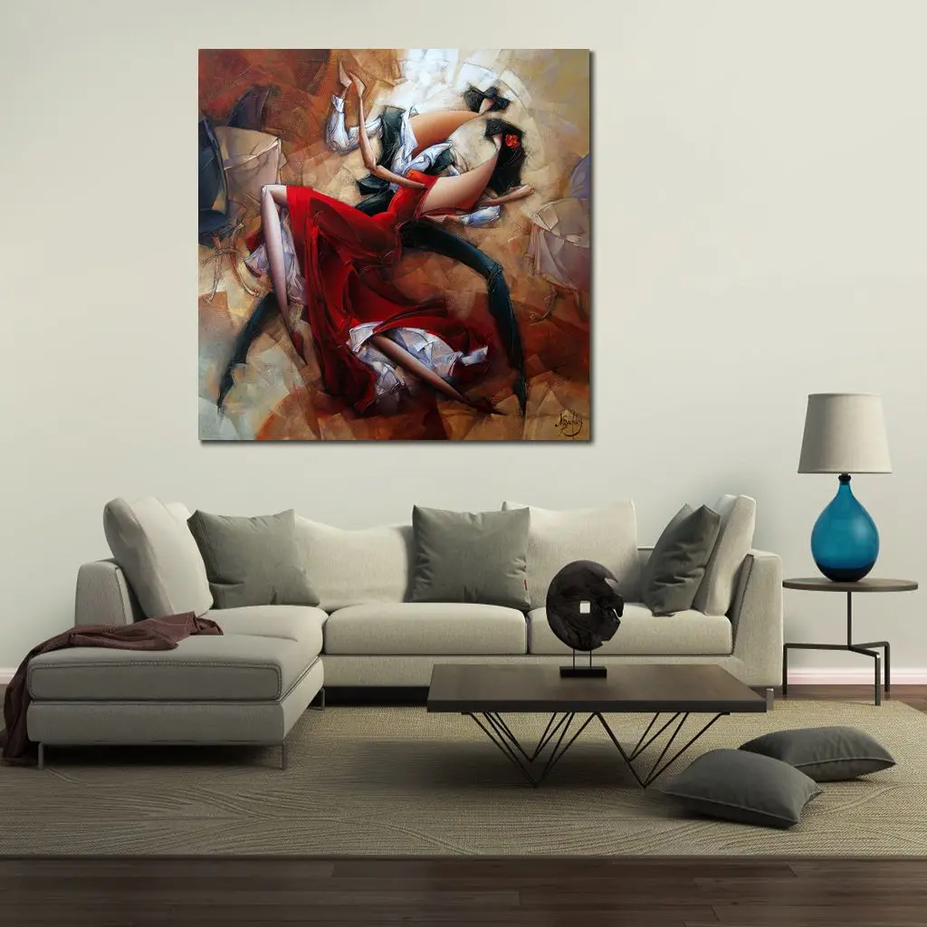 Абстрактное современное художественное полотно танцоры фламенко ручная работа