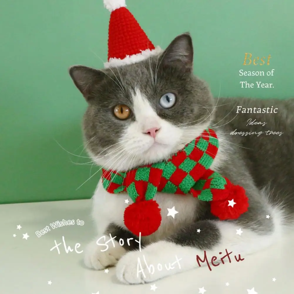 

Good Puppy Scarf Hairball Design Lightweight Xmas Holiday Dress-up Scarf Cat Neckerchief Pet Scarf Dog Neckerchief