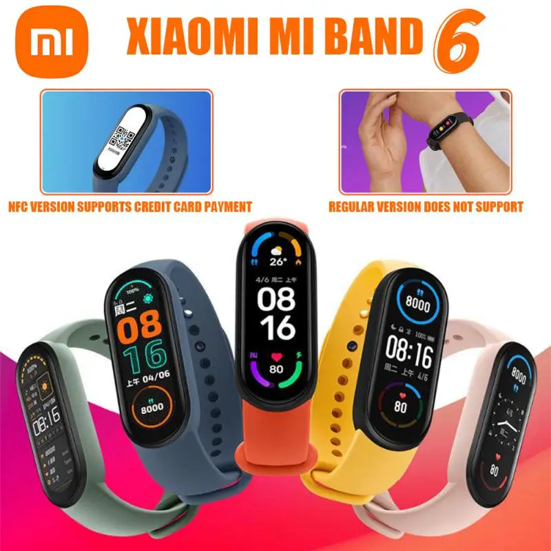 

Xiaomi Mi Band 6 Heart Rate Blood Pressure Monitos Smart Fitness Watch Strap Band 6 Amoled Waterproof Smart Watch 2023 Mi Fit