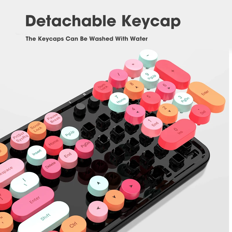Cute Round 104 Key Caps Keyboards and Mouses Set Combo 2.4 GHz Wireless Keyboard Mouse Office Desktop Keypads for Computer | Компьютеры и
