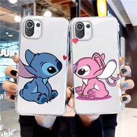 stitch cartoon love disney phone case for xiaomi mi 12x 12 11 11t 11i 10t 10 pro lite ultra 5g 9t 9se 8 a3 transparent cover