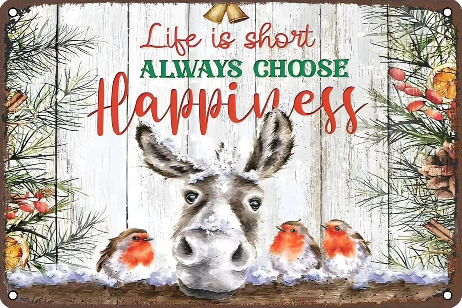 Ретро Metl Sgn Donkey Lfe s Short lwys Выберите Hppness Rustc Декор Wll для дома Grden Mn Cve Brs Resturnts Cfes Offce