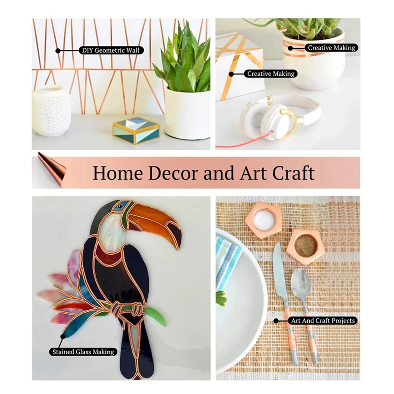 Лента из медной фольги для витражей (1 дюйм 1/2 дюйма 1/4 1/5 X 66 футов)