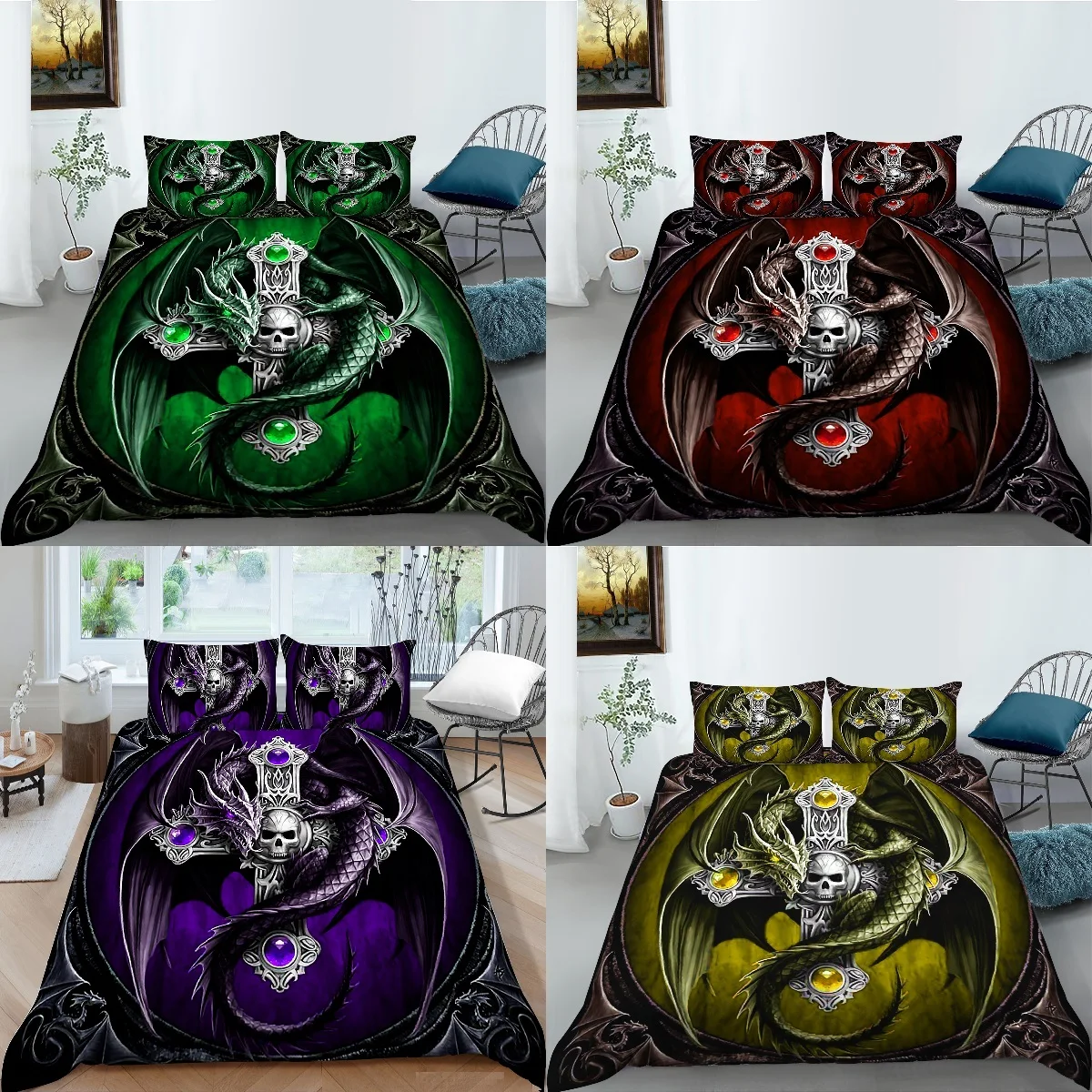 

HD Digital 3D Skull Home texile Bedding Set Duvet Cover Pillowcase US/UK/AU Single Twin Full Queen King Comforter cover set