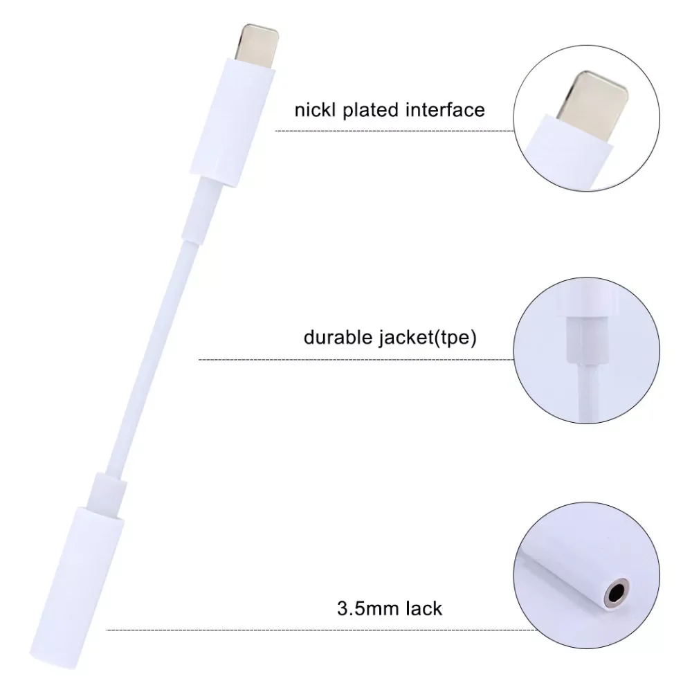 ForLightning To 3.5mm Jack Adapter 2in1 Headphone Audio Music Play For iPhone 13 12 Mini 11 Pro XS Max XR SE Aux Cable Splitter