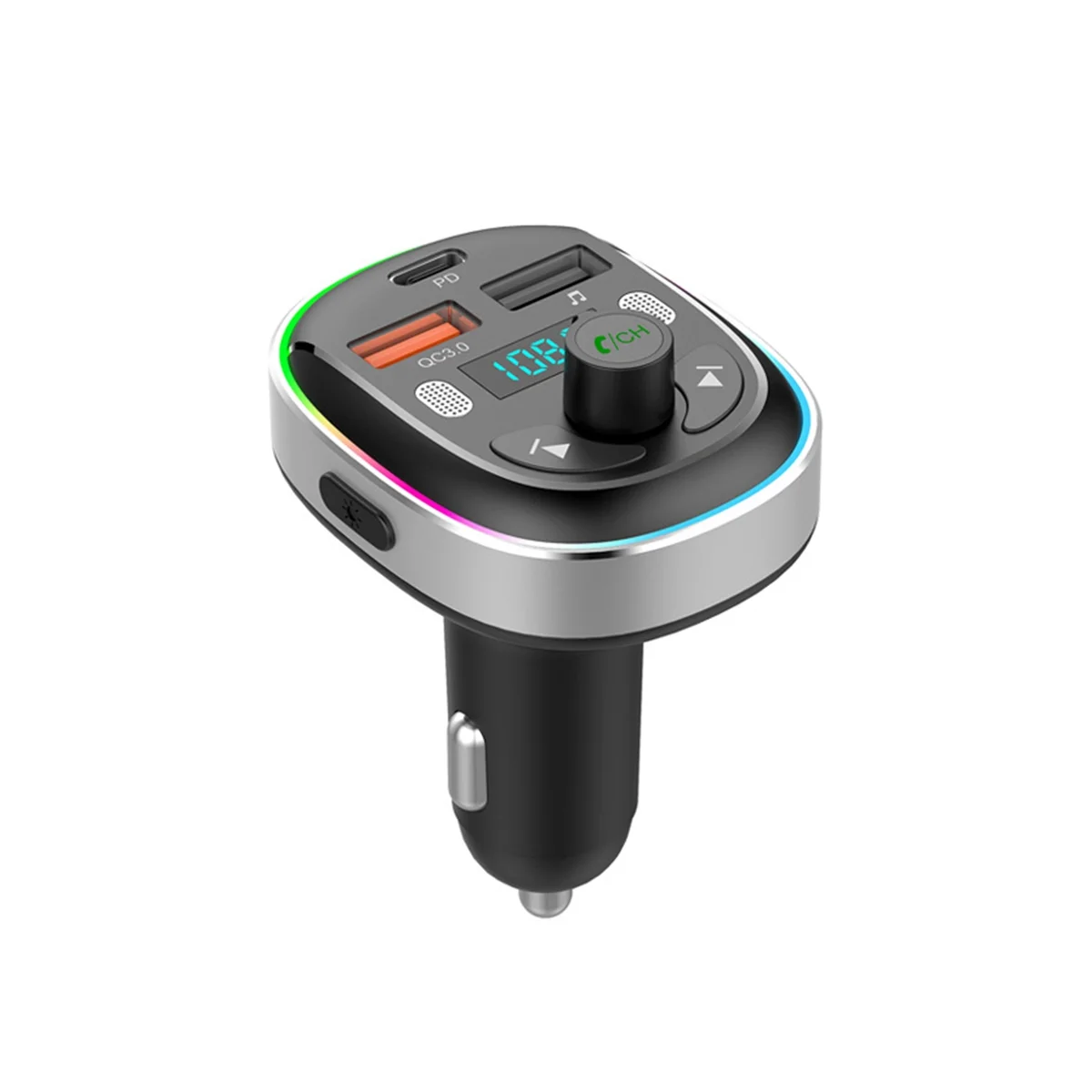 

Bluetooth 5.3 FM Transmitter Bluetooth Car Radio Adapter, PD 30W & QC3.0 Fast Car Charger with Handsfree