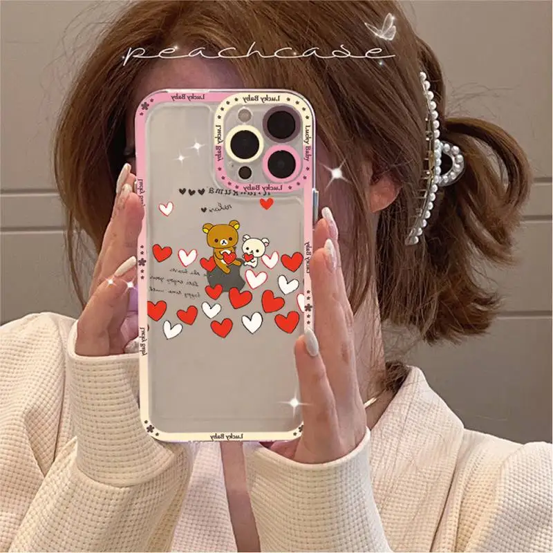 Милый мультяшный чехол Rilakkuma для телефона iPhone 11 12 13 Mini Pro Max 14 |
