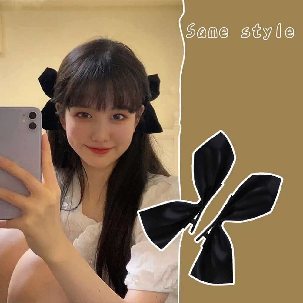 

2pcs/set Bow Side Clips Korean New Satin Silk Bowknot Duckbill Clip Sweet Girls Hairpins Women Headdress Hair Accessories