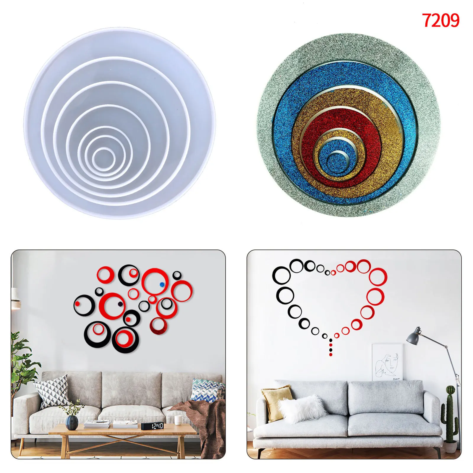 

Geometric Circular Wall Decoration Epoxy Resin Mold Diy Round Wall Pendant Decorative Epoxy Mallen Silikonform Concrete Moule