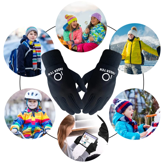 Warm Ski Gloves Snowboard Boys Girls Windproof Outdoor Kids Winter Riding Bicycle Bike Sports Running Full Finger Drop Shipping 4