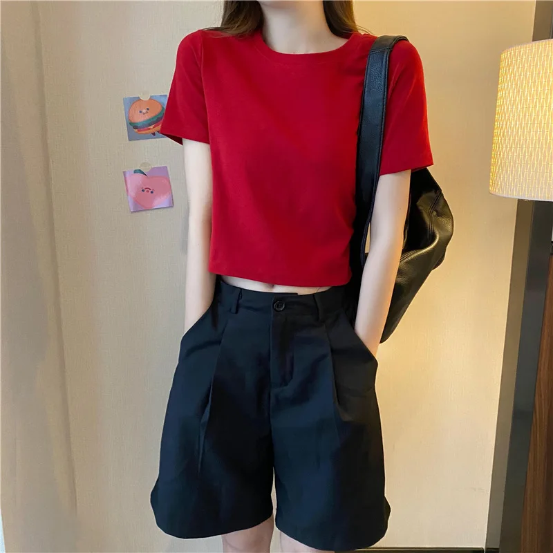 

2021 Summer short sleeve T-Shirt Women Tee Shirt Loose Solid Basic T Shirt Women Casual O-neck Hipster Tshirt Top gray22