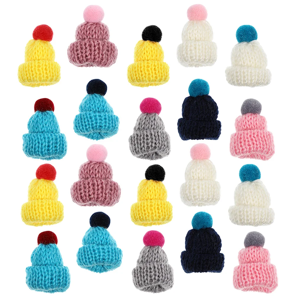 

12/24pcs Christmas Wine Bottle Covers Doll Hats Miniature Hats Bottle Decors Knitted Hat DIY Handmade Accessories Phone Case