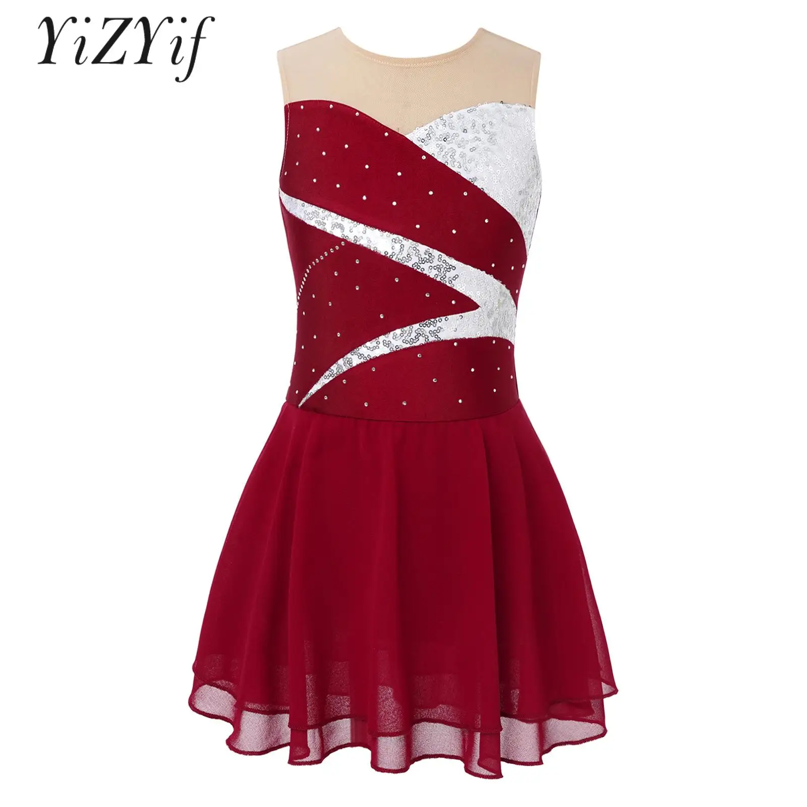 

Платье для катания на коньках, без рукавов, с блестками