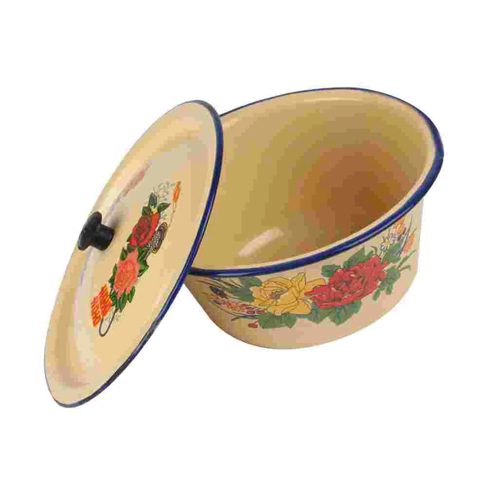 

Enamel Bowl Pot Soup Bowls Enamelware Basin Mixing Serving Salad Vintage Stew Plates Large Cooking Washing Roundstock Cookware