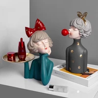 cute girl modern resin statue nordic room bedroom decoration sculpture art living room home decoration ornaments girl gift