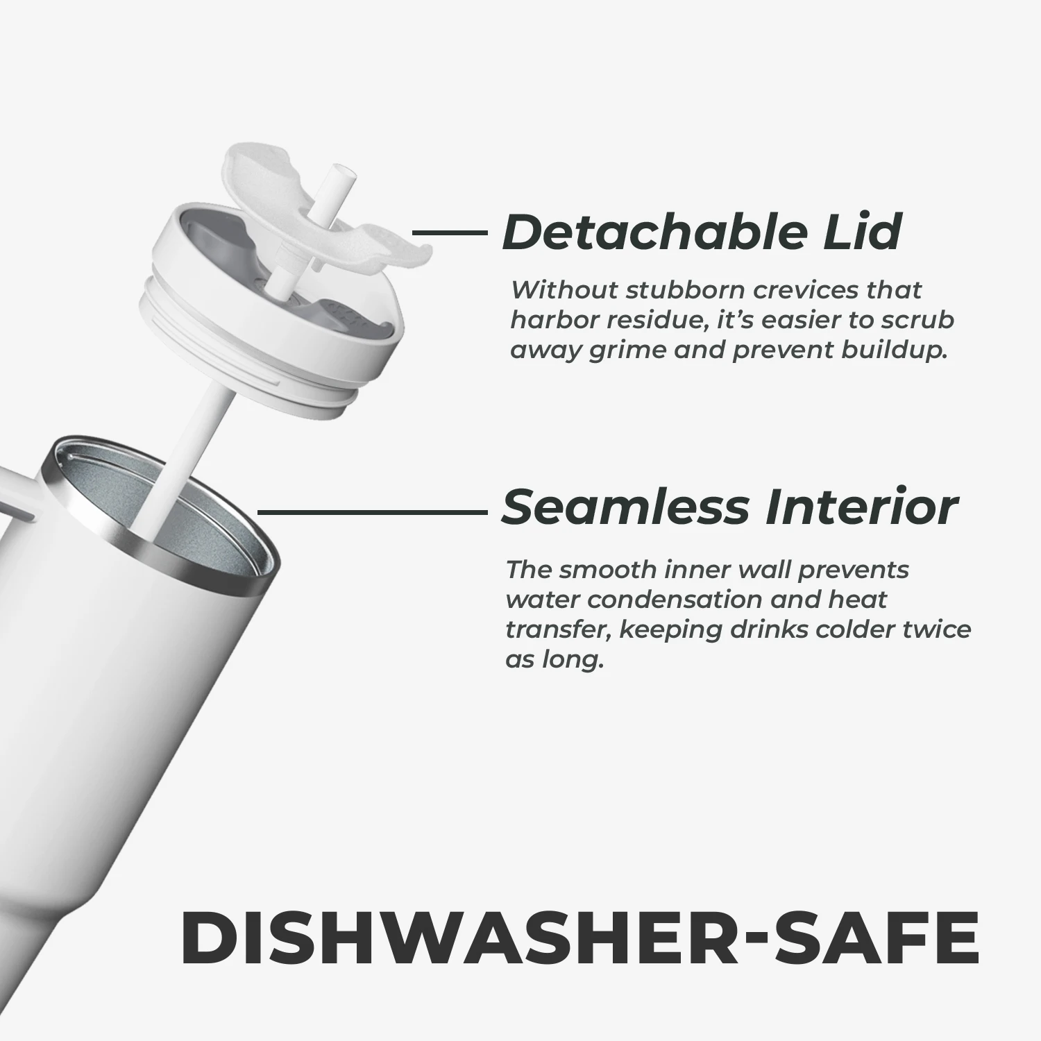 Стакан FEIJIAN 40 унций с ручкой и соломенными крышками кофейная чашка из нержавеющей