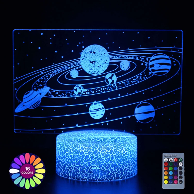 3d Illusion Night Lamp Universe Galaxy Globe Pattern Led Night Light Kids Room Decor Touch Remote Color Changing Desk Lamp Gift