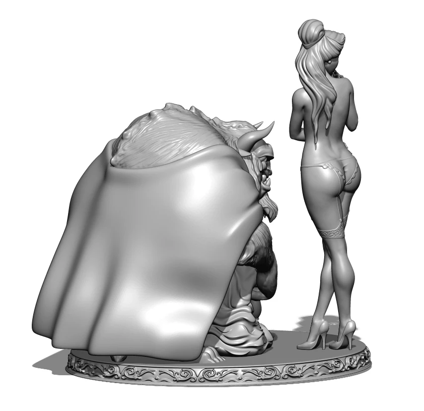 Модель из смолы 1/24 75 мм 1/18 100 красивая милая девушка с зверем 3D-печать фигурки