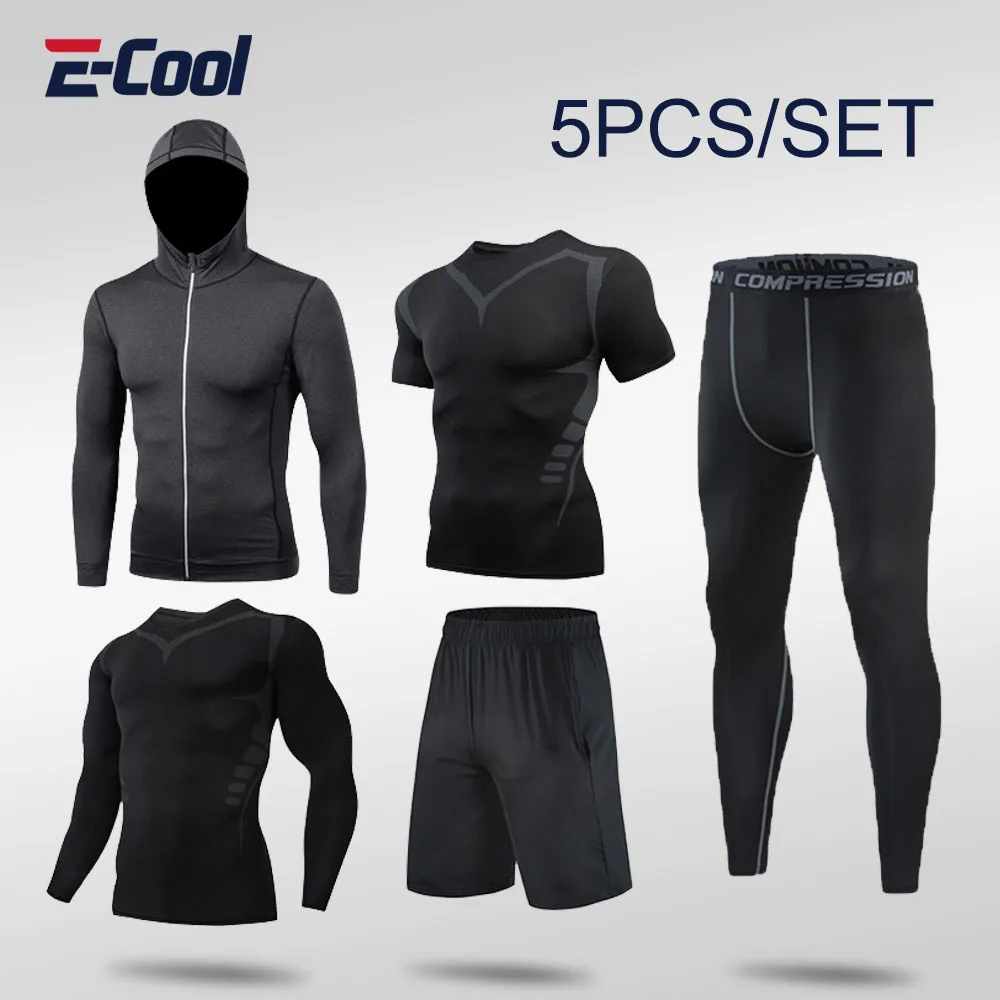 

5Pcs/Set Men Sportswear Suit Compression Sports Suit Men's Workout Tracksuit Gym Fitness Clothes Running Jogging Tights