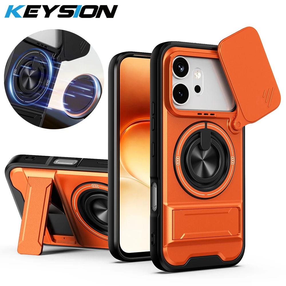 Фото Магнитный чехол KEYSION для HONOR 600 600 Pro 5G с защитой камеры и подставкой-держателем 360° °   Противоударная задняя крышка-кольцо №1