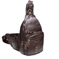 Men Genuine leather Cowhide Travel Retro famous brand High Quality Travel Messenger Shoulder Sling Day Pack Chest Bag New