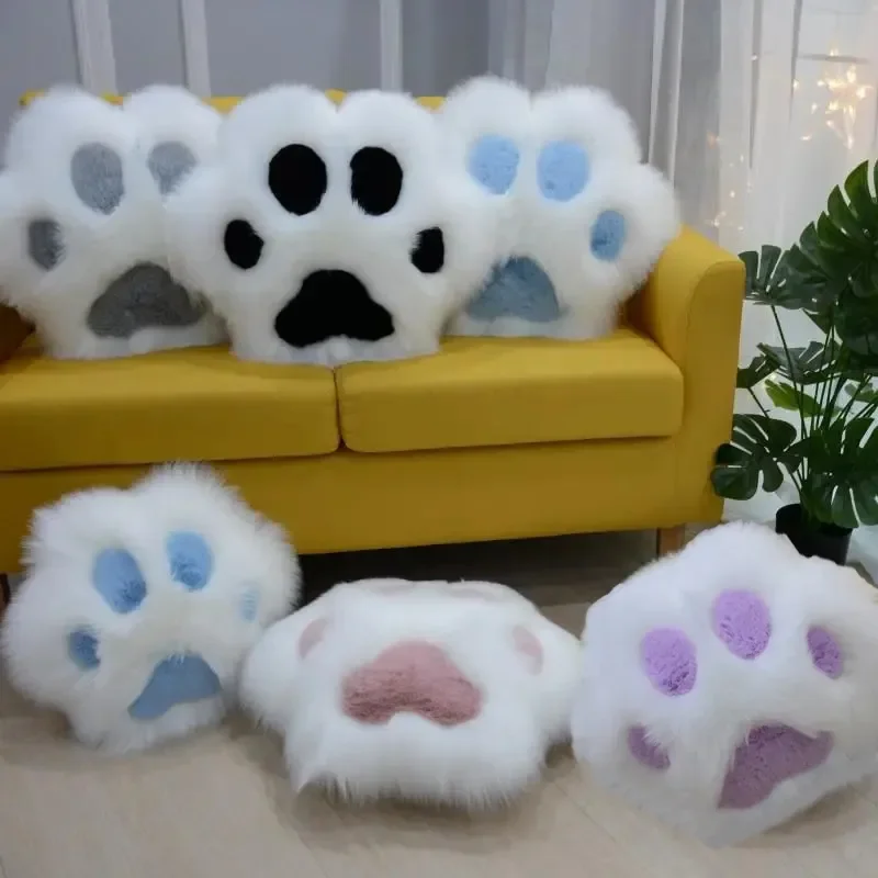 

Креативная подушка в форме кошачьей лапы, подушка для сиденья, подушка с наполнителем, милые мягкие длинные меховые подушки, украшение для кровати