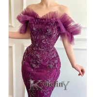 kybeliny purple mermaid strapless evening dresses laciness prom robe de soiree graduation celebrity vestidos fiesta women formal