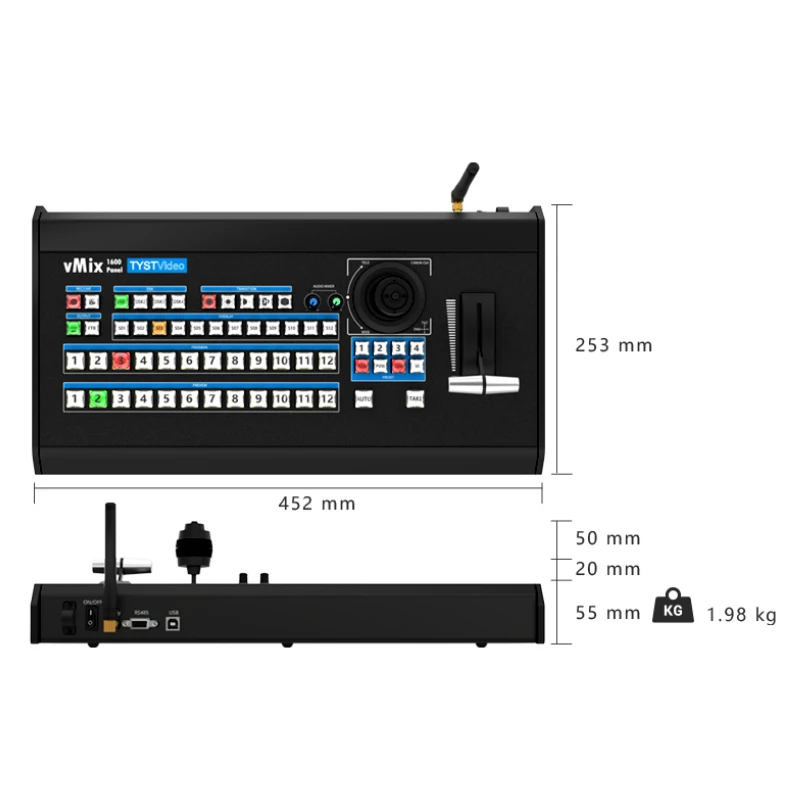 Панель управления переключателем TYST vMix 1600 с беспроводной подсветкой, панель переключения для видеозаписи для ТВ Vmix, трансляции в прямом эфире