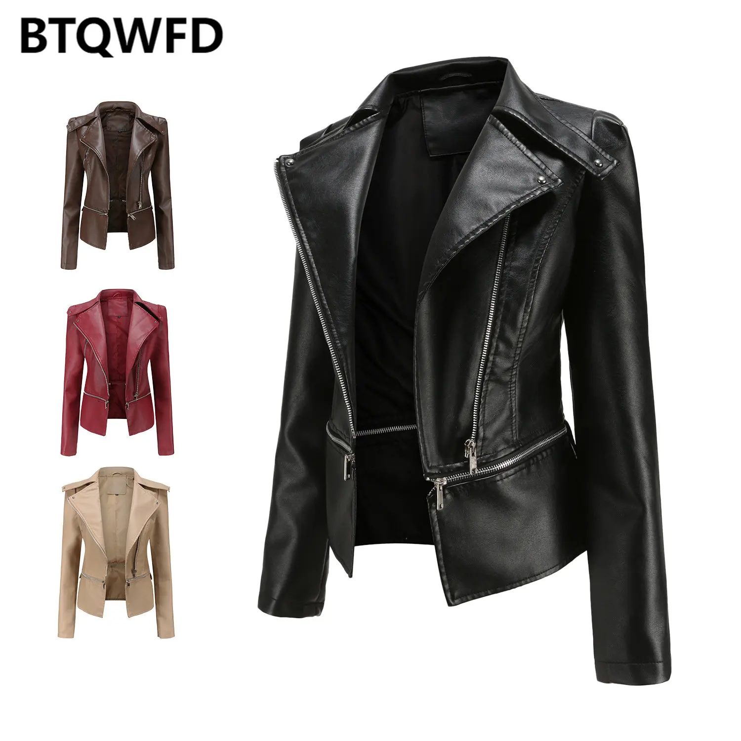 Autumn Jackets Women's Winter Coats Female Clothing 2022 New Long Sleeve Fashion Leather Outwear Motor Biker Tops Detachable Hem