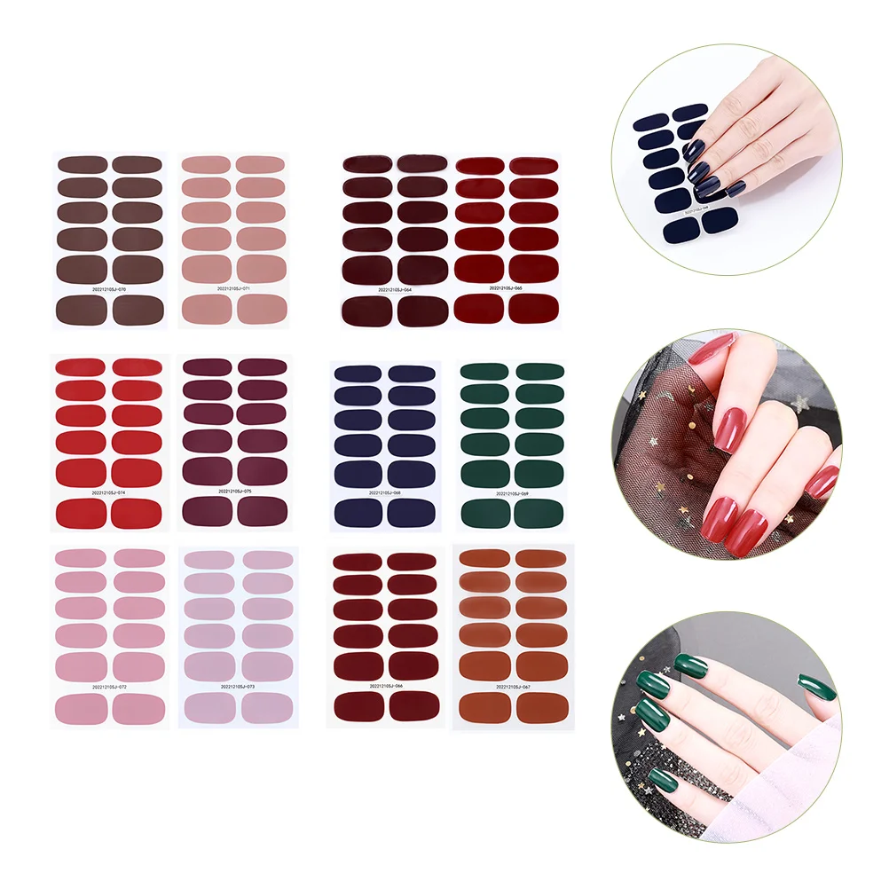 

12 Sheets Nail Wraps Full Nail Stickers Nail Manicure Kits Full Wraps Nail Polish Fingernail Stickers Nail Polish Sticker