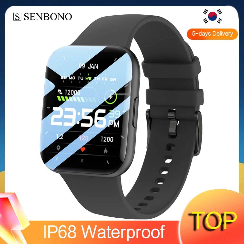 SENBONO New Men Smartwatch Smart Watch Women Wristwatch P25 IP68 Waterproof Fitness Bracelet Sports SPO2/BP/HR Clock for Android