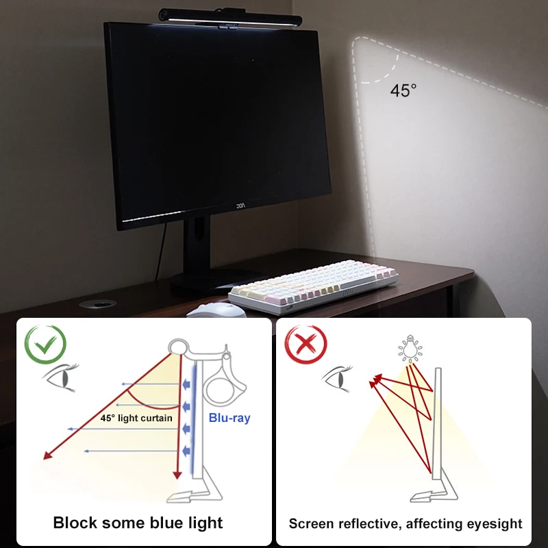 Купить Светодиодсветодиодный настольная лампа для компьютера ПК плавное затемнение RGB подвесной монитор световая полоса Usb защита глаз подсветсв...