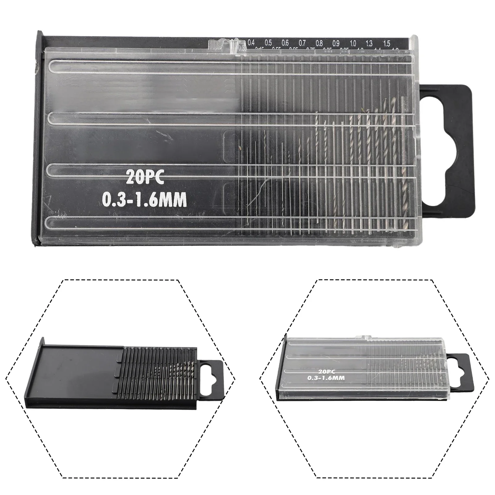 Набор сверл спиральных из быстрорежущей стали 20 шт. 0 3-1 6 мм