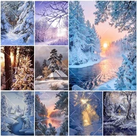 5d diy diamond painting home decoration embroidery mosaic cross stitch of rhinestone winter landscape wall art picture