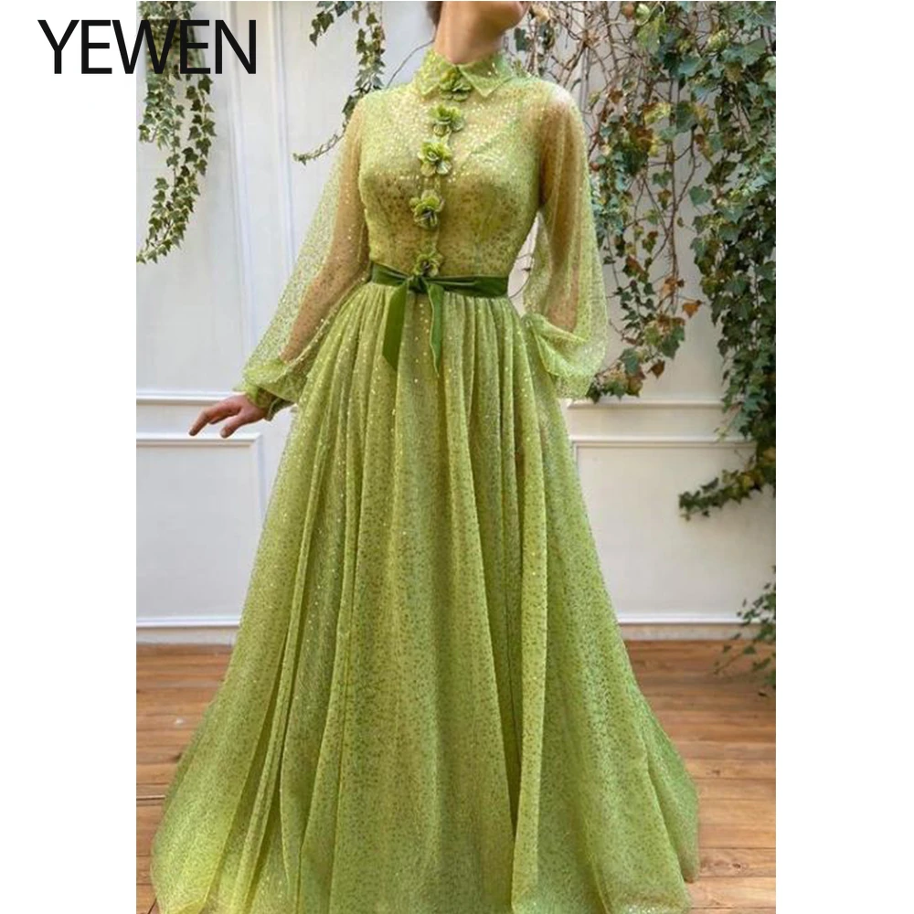 

Зеленое ТРАПЕЦИЕВИДНОЕ платье для выпускного вечера платья Большие размеры с v-образным вырезом и длинными рукавами, расшитые блестками, эл...