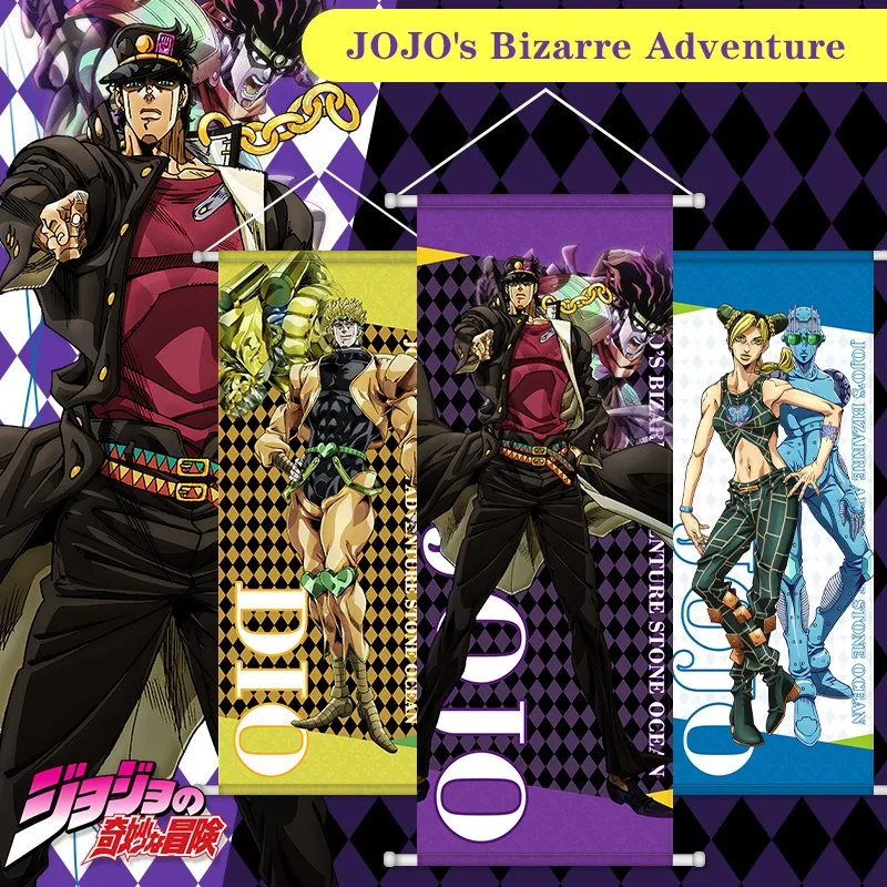 

JOJO's Bizarre Adventure Peripheral Jotaro Xu Lun Hana Kyoin Hanging Painting Silk Cloth Poster Scroll Anime Two-dimensional