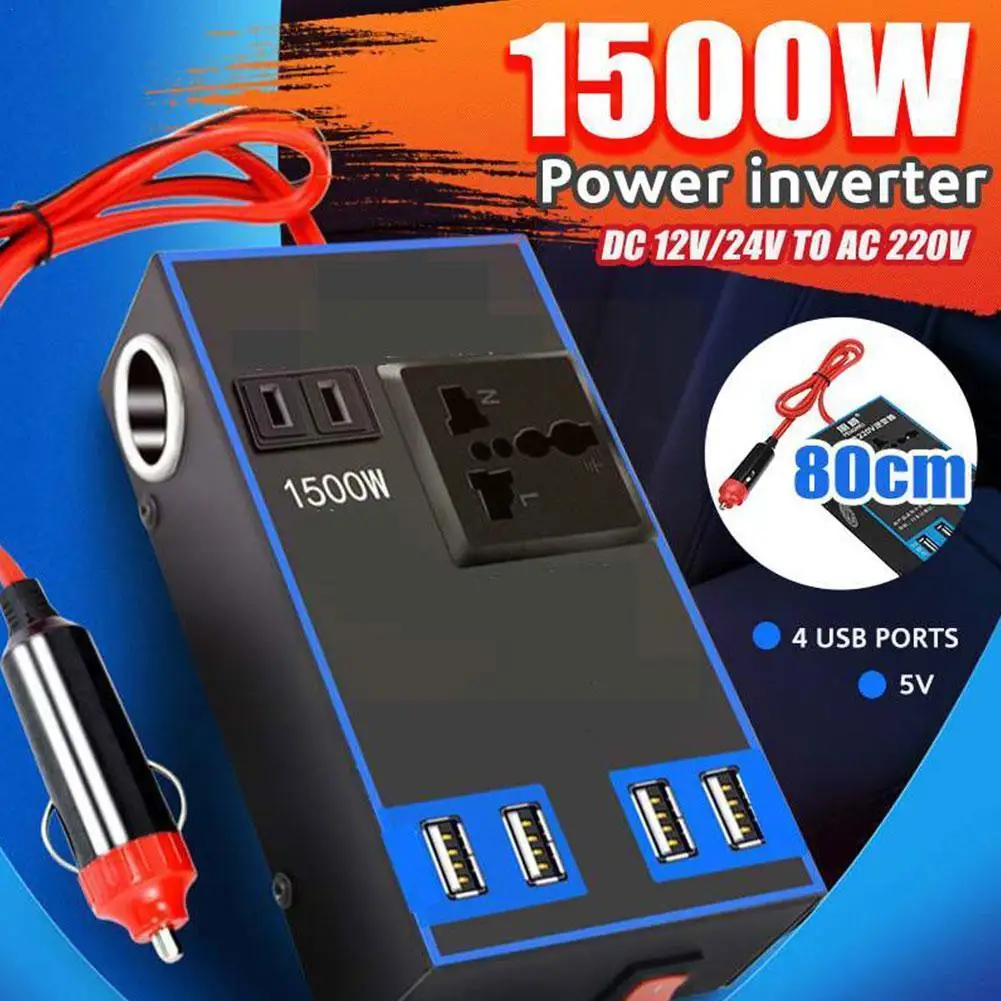 

Car Inverter 12V 220V Power 1500W Converter Portable Converter Car Transformer Usb Voltage Inverter Universal Q4G4