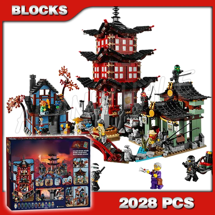 

2028 шт., строительные блоки Shinobi Temple of Airjitzu, деревня, черная мастерская, рынок контрабандистов 10427, игрушки, совместимые с моделью