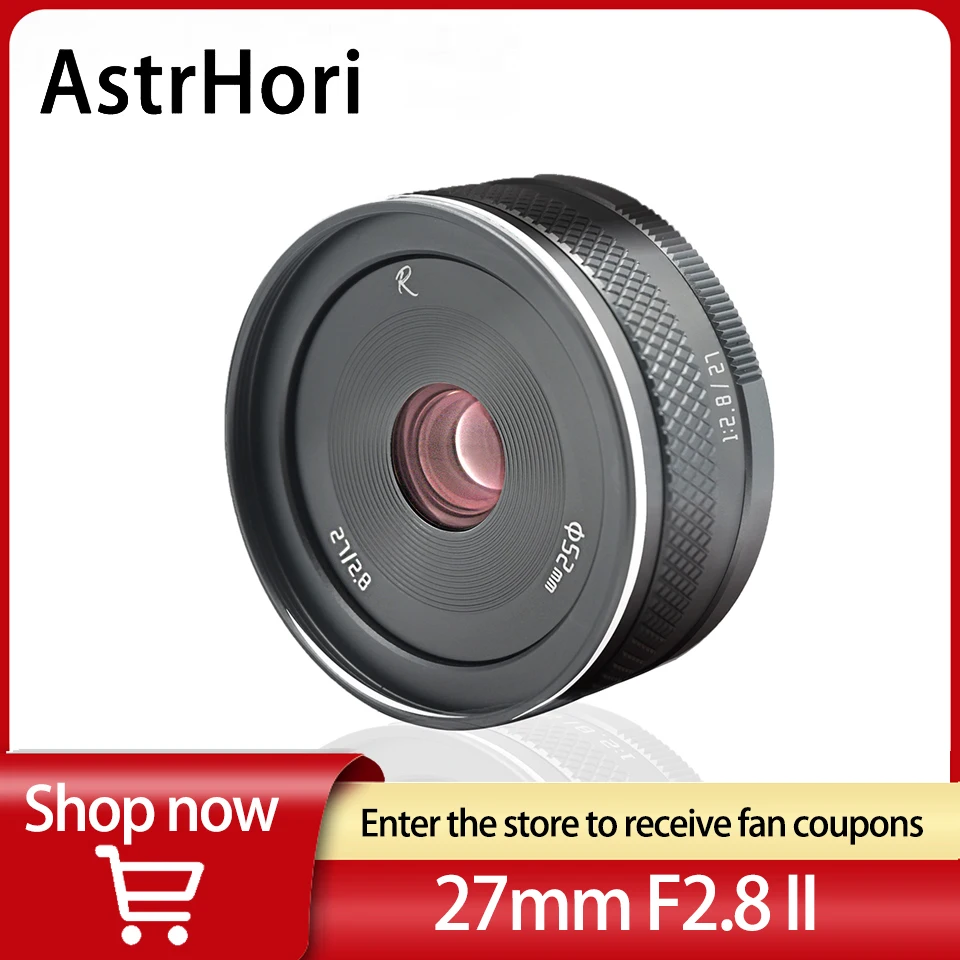 

AstrHori 27mm F2.8 II Manual Focus Lens APS-C Large Aperture 5 Groups 6 Elements Portable Camera Lens for Fuji-X/Canon EF-M/Niko