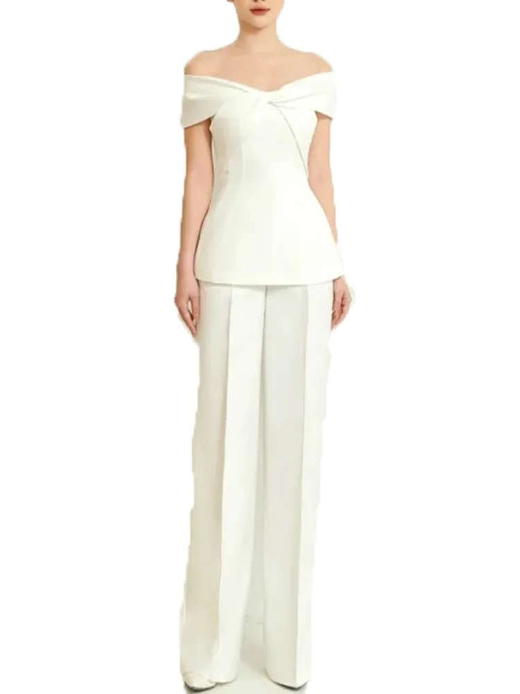 Женский комплект из 2 предметов DEAT однотонный лоскутный топ с вырезом лодочкой и