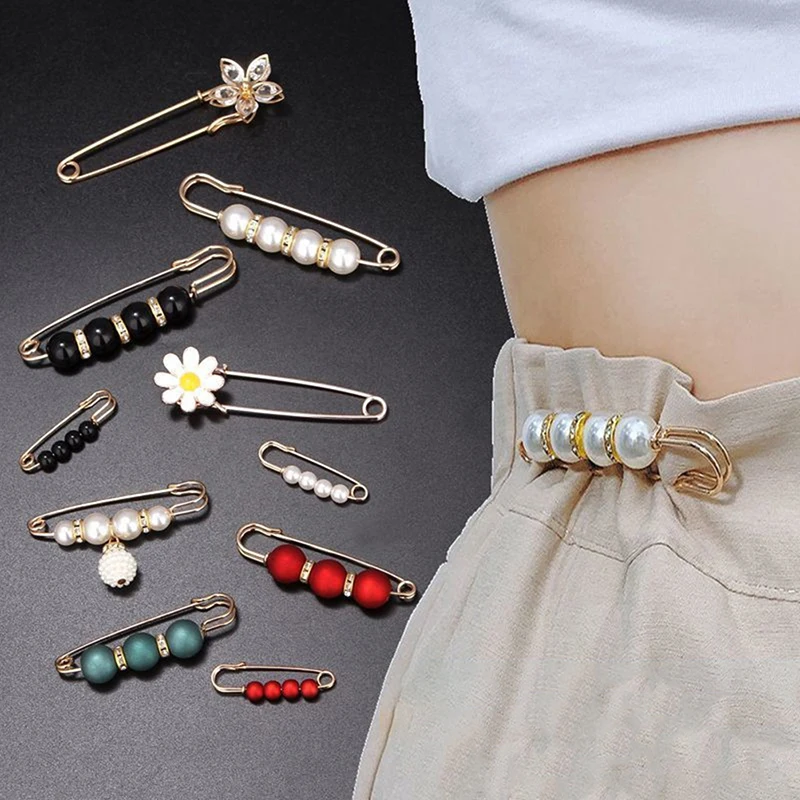 

3 Pcs Women's Clothing Brooch Set Pearl Rhinestone Brooches for Women Lapel Pin Tightening Waist Pin Diy Accessories