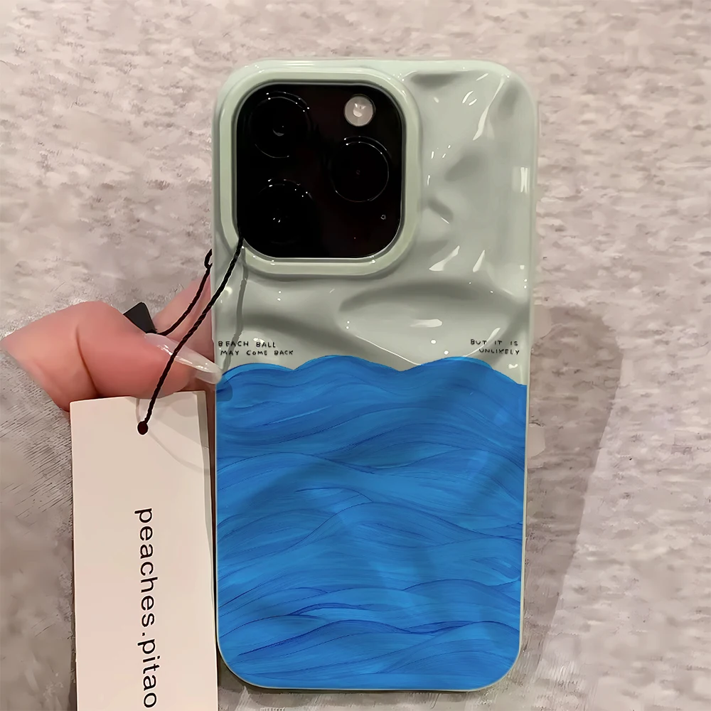 Фото Стильный и модный чехол для телефона Blue Ocean Wave Sea Bright Y2K класса люкс для iPhone 16, 13, 12, 11, 15, 17 Pro, 14, New Plus Max Air №3