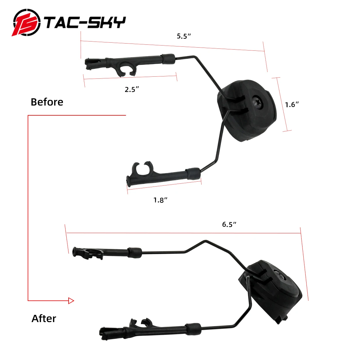TAC-SKY ARC rail adapter, detachable earphone left and right accessories, suitable for PELTOR COMTAC tactical earphones