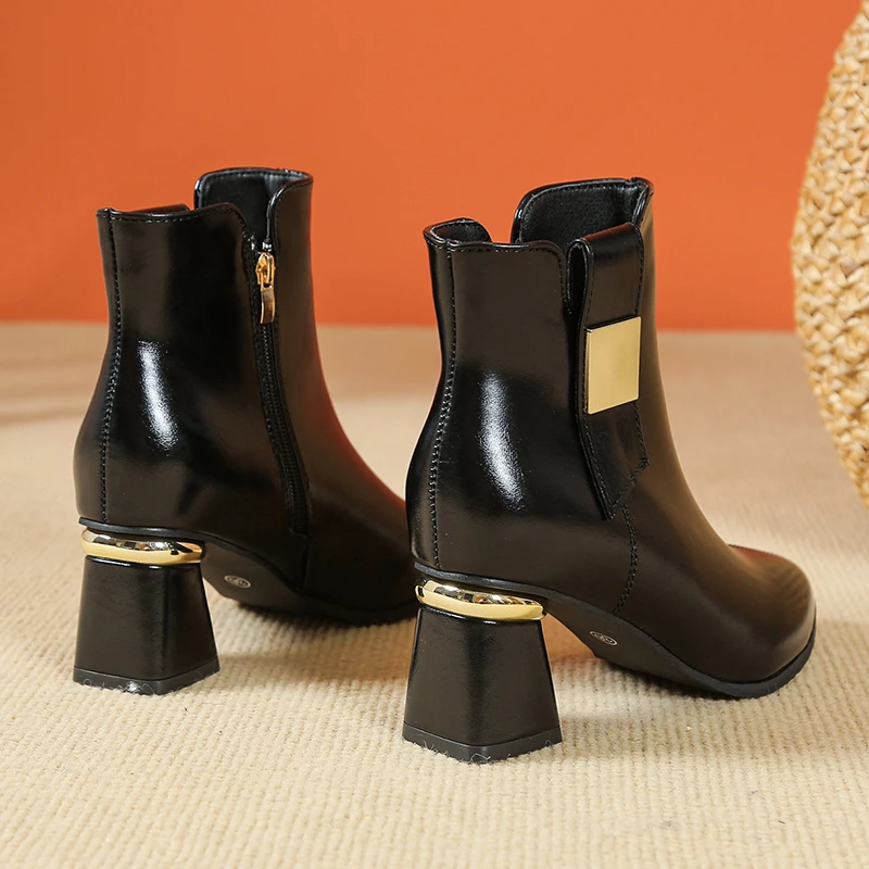 Женские ботинки на высоком каблуке зимние Нескользящие водонепроницаемые из ПУ