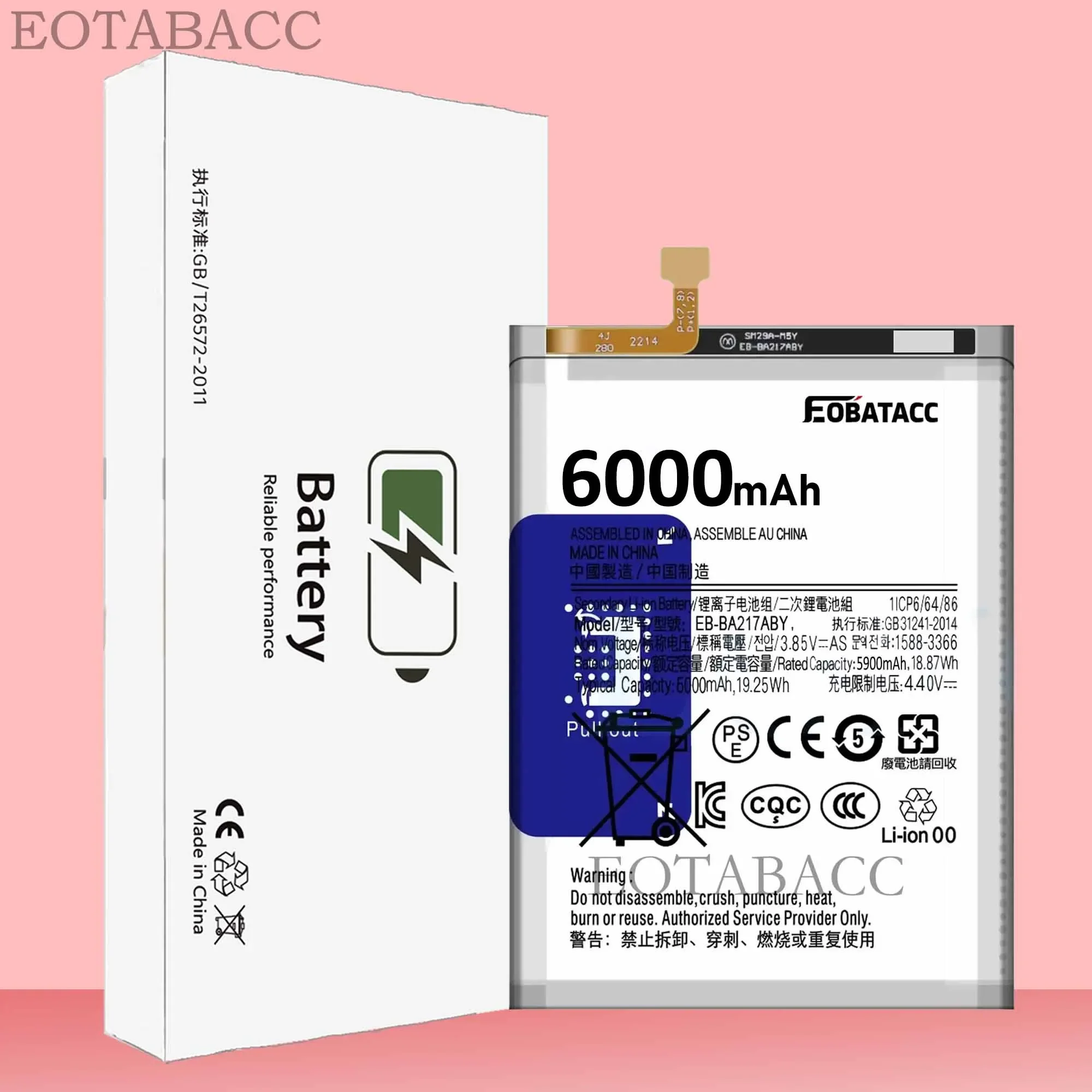 EOTABACC 100% New Original Battery EB-BA217ABY 6000mAh For Samsung A21S/A207/A217/A12/A125H/A127/A022F/M02/M12 +Tools