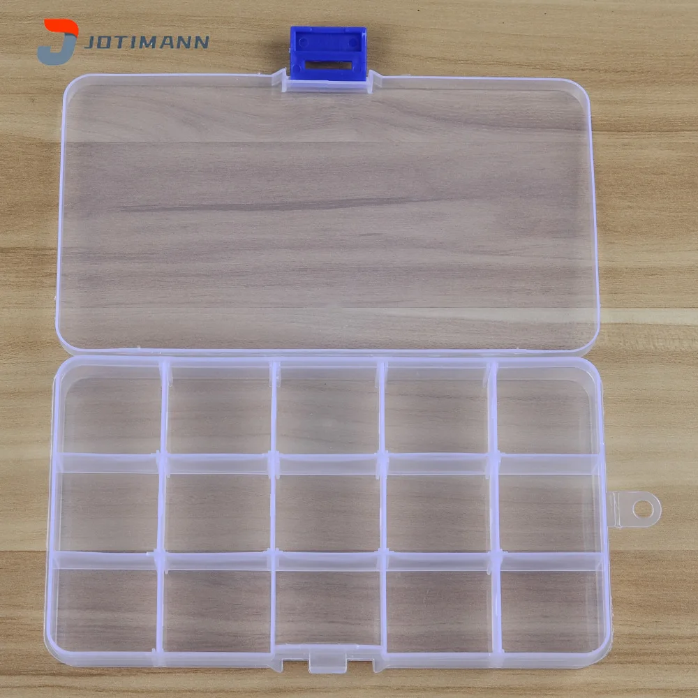 

JOTIMANN New 15Grid Detachable Transparent Plastic Bait Tool Boxs Fishing Supplies Simple Style Sea Trolling Fishing Gear Boxs