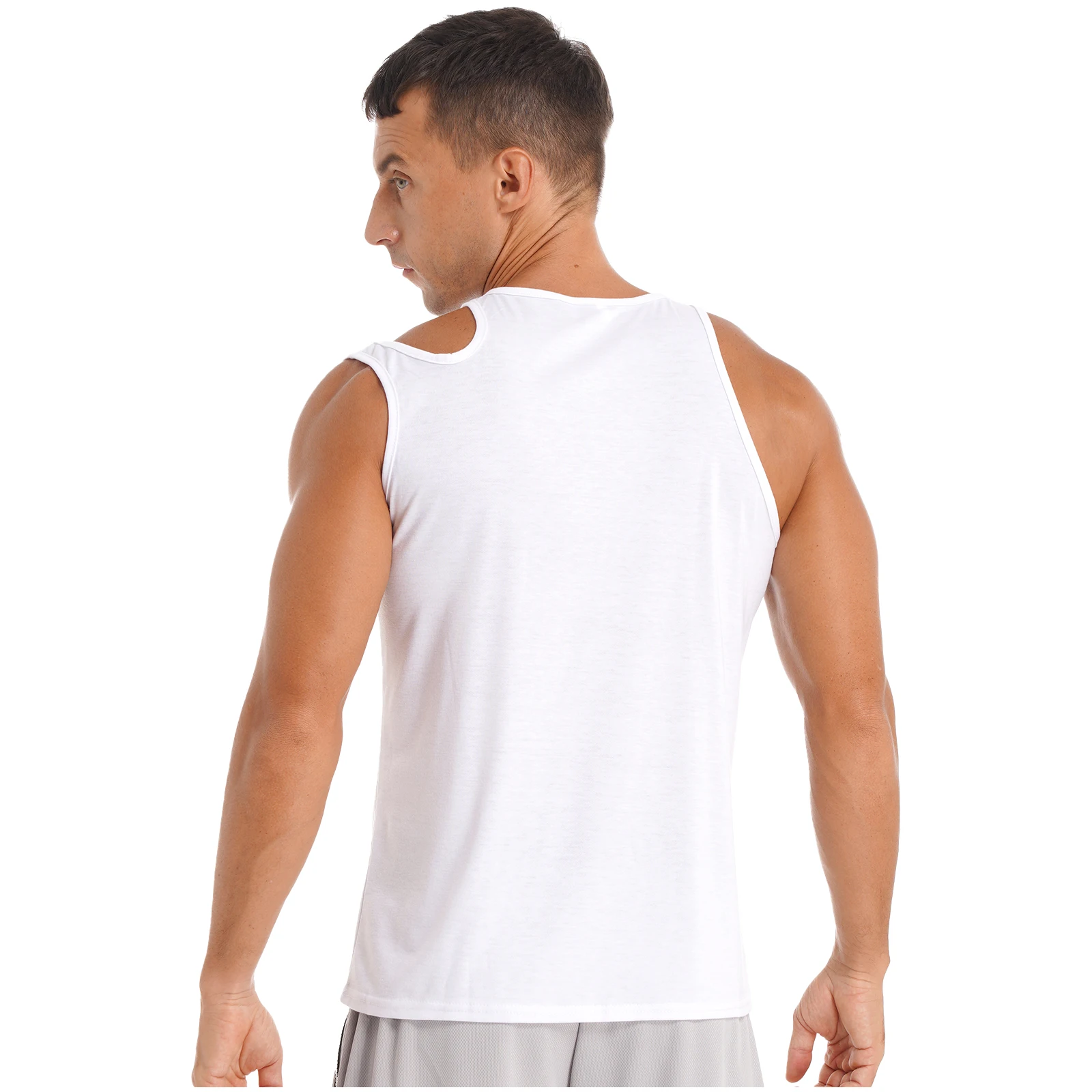 Man Mens Solid Color Running Vest T-shirt Sports Top Breathable Slim Fit Bodybuilding Fitness Top Sportswear Sleeveless Tank Top