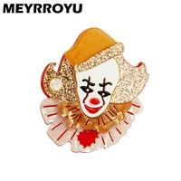meyrroyu 2022 new fashion acrylic smile face clown brooch female exaggerated cartoon cute badge lapel brooch jewelry gift